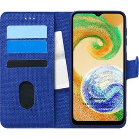 Microsonic Samsung Galaxy A04S Fabric Book Wallet Lacivert Kılıf