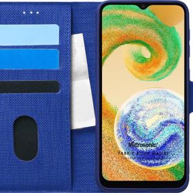 Microsonic Samsung Galaxy A04S Fabric Book Wallet Lacivert Kılıf
