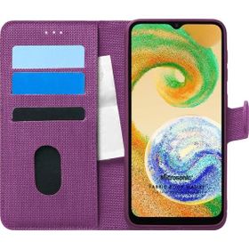 Microsonic Samsung Galaxy A04S Fabric Book Wallet Mor Kılıf