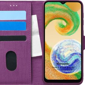 Microsonic Samsung Galaxy A04S Fabric Book Wallet Mor Kılıf