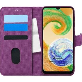 Microsonic Samsung Galaxy A04S Fabric Book Wallet Mor Kılıf