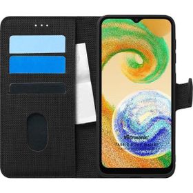 Microsonic Samsung Galaxy A04S Fabric Book Wallet Siyah Kılıf