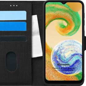 Microsonic Samsung Galaxy A04S Fabric Book Wallet Siyah Kılıf