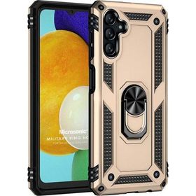Microsonic Samsung Galaxy A04S Military Ring Holder Gold Kılıf