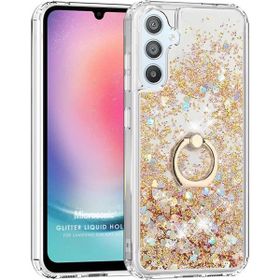Microsonic Samsung Galaxy A05S Glitter Liquid Holder Gold Kılıf