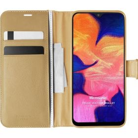 Microsonic Samsung Galaxy A10 Delux Leather Wallet Gold Kılıf