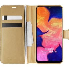 Microsonic Samsung Galaxy A10 Delux Leather Wallet Gold Kılıf