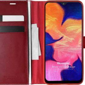 Microsonic Samsung Galaxy A10 Delux Leather Wallet Kırmızı Kılıf