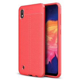 Microsonic Samsung Galaxy A10 Deri Dokulu Kırmızı Silikon Kılıf