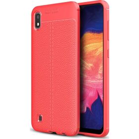 Microsonic Samsung Galaxy A10 Deri Dokulu Kırmızı Silikon Kılıf