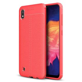 Microsonic Samsung Galaxy A10 Deri Dokulu Kırmızı Silikon Kılıf