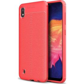 Microsonic Samsung Galaxy A10 Deri Dokulu Kırmızı Silikon Kılıf