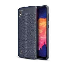 Microsonic Samsung Galaxy A10 Deri Dokulu Lacivert Silikon Kılıf