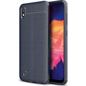 Microsonic Samsung Galaxy A10 Deri Dokulu Lacivert Silikon Kılıf