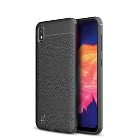 Microsonic Samsung Galaxy A10 Deri Dokulu Siyah Silikon Kılıf