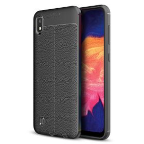 Microsonic Samsung Galaxy A10 Deri Dokulu Siyah Silikon Kılıf
