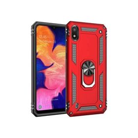 Microsonic Samsung Galaxy A10 Military Ring Holder Kırmızı Kılıf