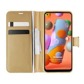 Microsonic Samsung Galaxy A11 Delux Leather Wallet Gold Kılıf