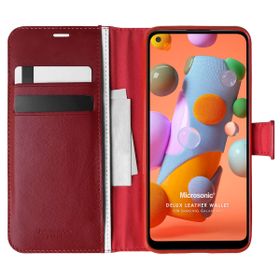 Microsonic Samsung Galaxy A11 Delux Leather Wallet Kırmızı Kılıf