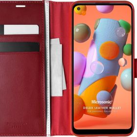 Microsonic Samsung Galaxy A11 Delux Leather Wallet Kırmızı Kılıf