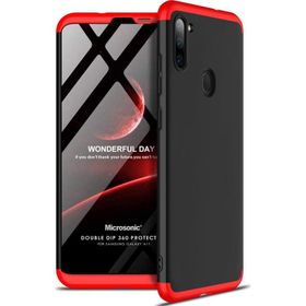 Microsonic Samsung Galaxy A11 Double Dip 360 Protective Siyah Kırmızı Kılıf