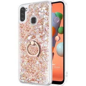 Microsonic Samsung Galaxy A11 Glitter Liquid Holder Gold Kılıf