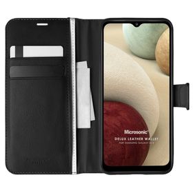 Microsonic Samsung Galaxy A12 Delux Leather Wallet Gold Kılıf
