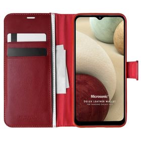 Microsonic Samsung Galaxy A12 Delux Leather Wallet Kırmızı Kılıf