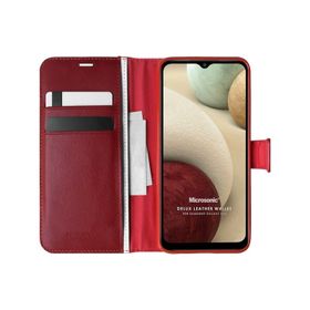 Microsonic Samsung Galaxy A12 Delux Leather Wallet Kırmızı Kılıf