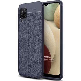 Microsonic Samsung Galaxy A12 Deri Dokulu Silikon Lacivert Kılıf