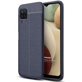 Microsonic Samsung Galaxy A12 Deri Dokulu Silikon Lacivert Kılıf