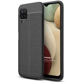 Microsonic Samsung Galaxy A12 Deri Dokulu Silikon Siyah Kılıf