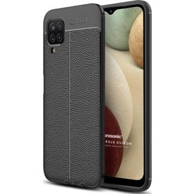 Microsonic Samsung Galaxy A12 Deri Dokulu Silikon Siyah Kılıf