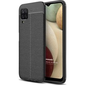 Microsonic Samsung Galaxy A12 Deri Dokulu Silikon Siyah Kılıf