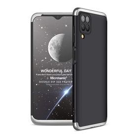 Microsonic Samsung Galaxy A12 Double Dip 360 Protective Siyah Gri Kılıf
