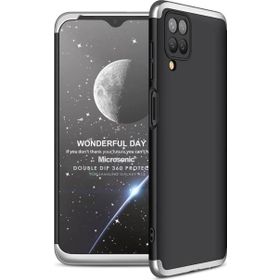 Microsonic Samsung Galaxy A12 Double Dip 360 Protective Siyah Gri Kılıf