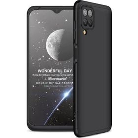 Microsonic Samsung Galaxy A12 Double Dip 360 Protective Siyah Kılıf