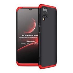 Microsonic Samsung Galaxy A12 Double Dip 360 Protective Siyah Kırmızı Kılıf