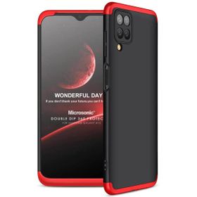 Microsonic Samsung Galaxy A12 Double Dip 360 Protective Siyah Kırmızı Kılıf