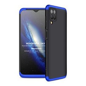 Microsonic Samsung Galaxy A12 Double Dip 360 Protective Siyah Mavi Kılıf