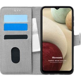 Microsonic Samsung Galaxy A12 Fabric Book Wallet Gri Kılıf