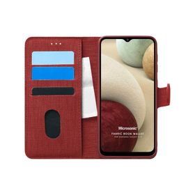 Microsonic Samsung Galaxy A12 Fabric Book Wallet Kırmızı Kılıf