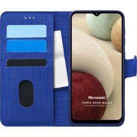 Microsonic Samsung Galaxy A12 Fabric Book Wallet Lacivert Kılıf