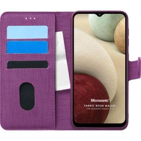 Microsonic Samsung Galaxy A12 Fabric Book Wallet Mor Kılıf
