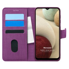 Microsonic Samsung Galaxy A12 Fabric Book Wallet Mor Kılıf