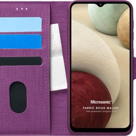 Microsonic Samsung Galaxy A12 Fabric Book Wallet Mor Kılıf