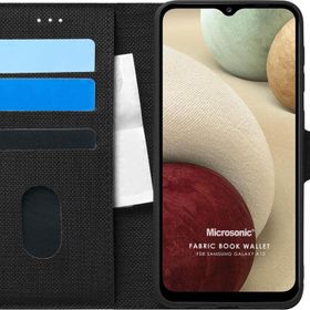 Microsonic Samsung Galaxy A12 Fabric Book Wallet Siyah Kılıf