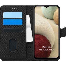 Microsonic Samsung Galaxy A12 Fabric Book Wallet Siyah Kılıf