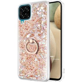 Microsonic Samsung Galaxy A12 Glitter Liquid Holder Gold Kılıf