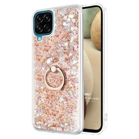 Microsonic Samsung Galaxy A12 Glitter Liquid Holder Gold Kılıf